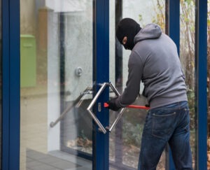 breaking into an office with glass door